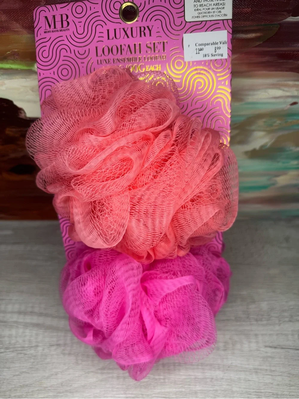Must Have Pink and Coral Luxury Loofah Set